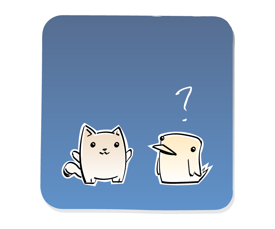 Panel 2: Bird is confused. Bird says: "?"