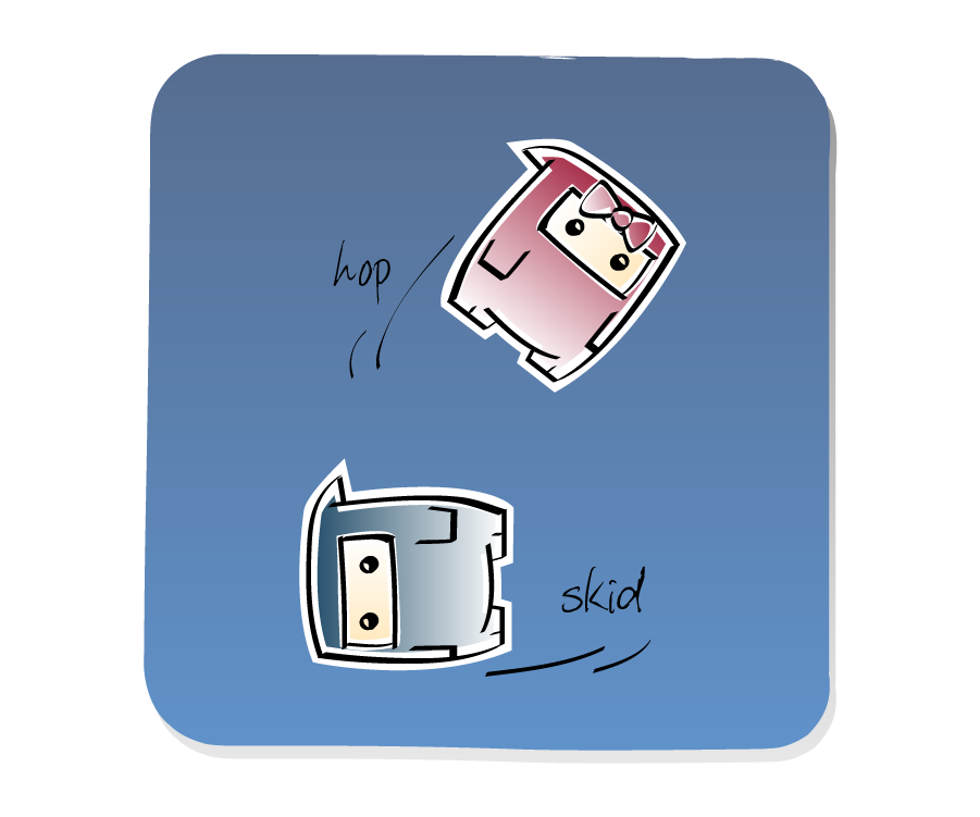 Panel 2: Girl Ninja flies through the air while Ninja slides on the ground. Sound effects: hop, hop.
