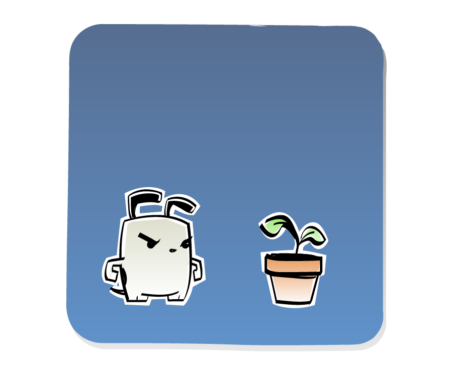 Panel 1: Dog stares silently at Plant.