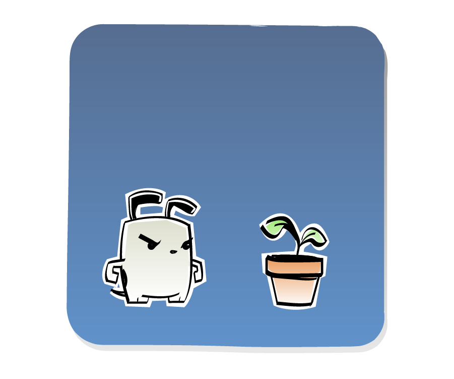 Panel 2: Dog stares silently at Plant.