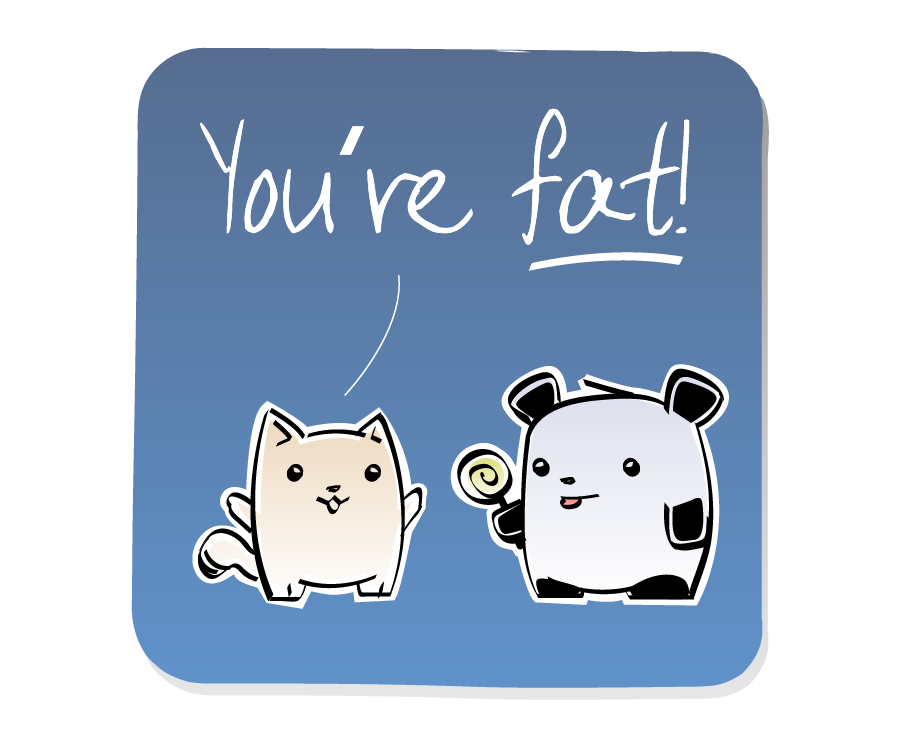 Panel 1: Cat yells an insult at Panda. Cat says: "You're fat!"