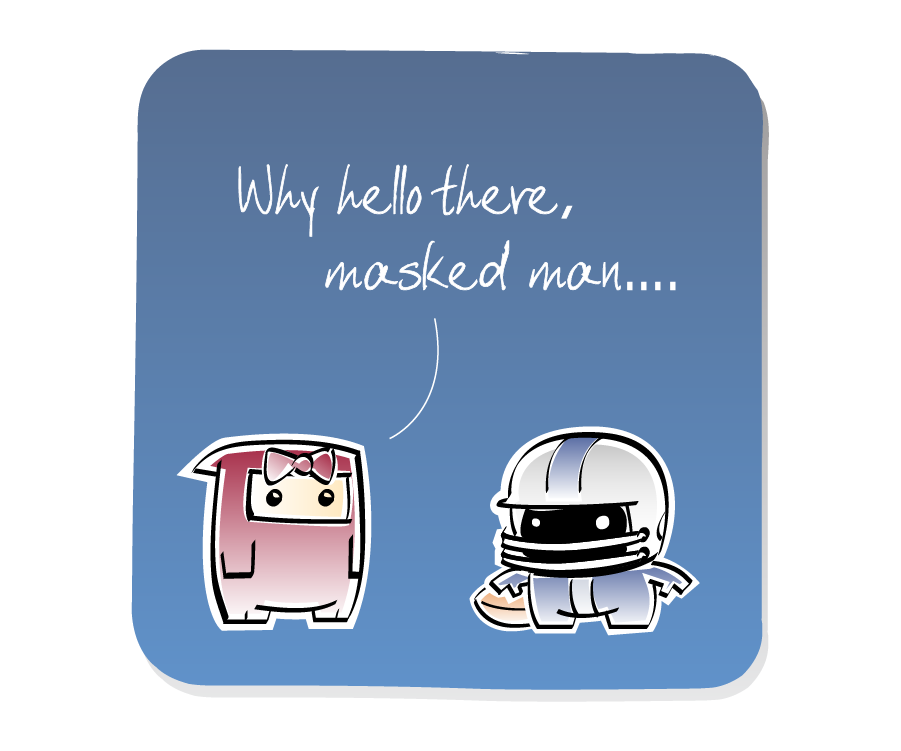 Panel 1: Ninja Girl stands facing Jock, who is holding a football and wearing a football helmet. Ninja Girl says: "Why hello there, masked man...."
