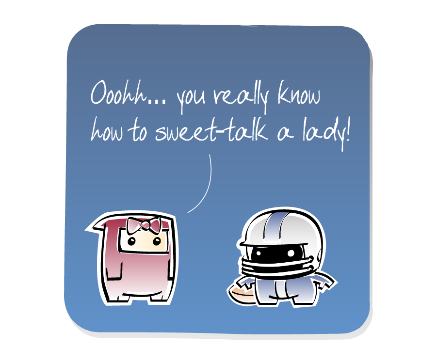Panel 3: Ninja Girl answers Jock, who holds a football and wears a football helmet. Ninja Girl says: "Ooohh... you really know how to sweet-talk a lady!"