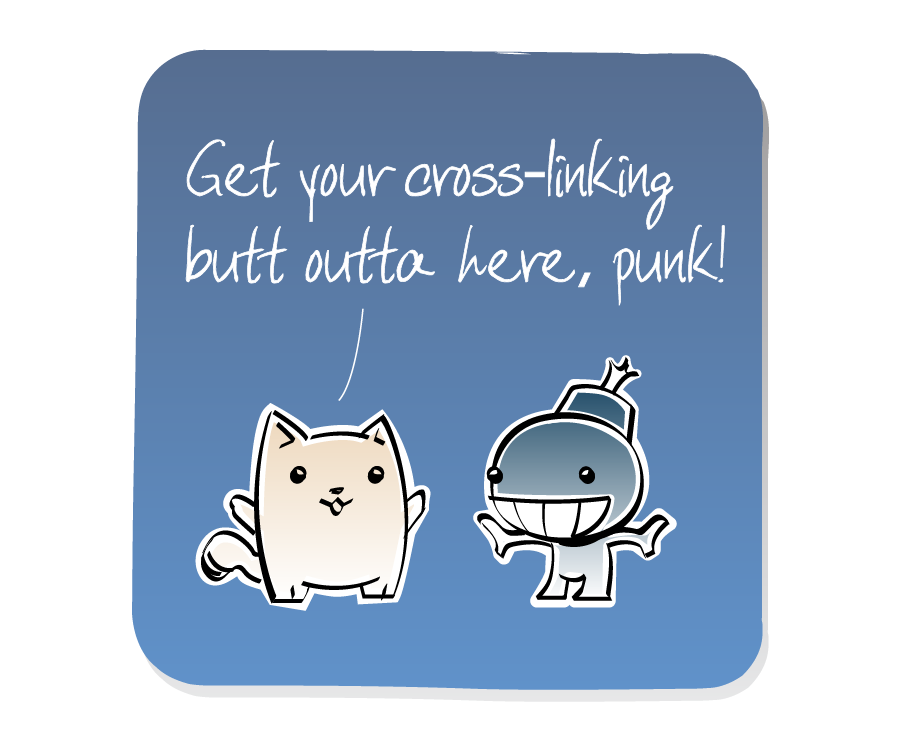 Panel 3: Cat answers Lil'B. Lil'B has a bomb for a head, with a short fuse. Cat says: "Get your cross-linking butt outta here, punk!"
