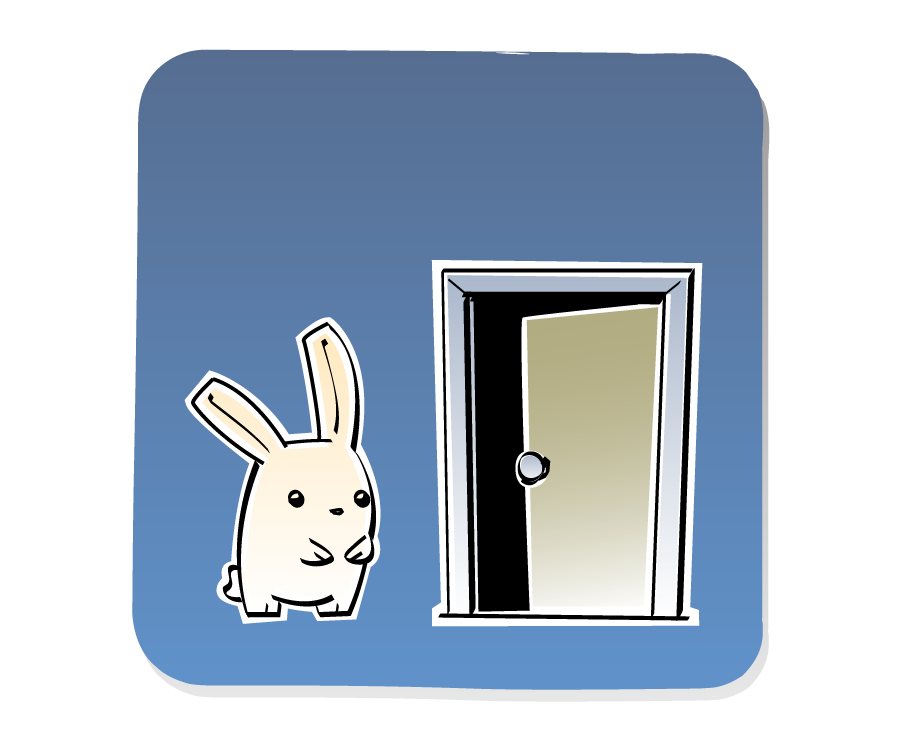 Panel 2: Bunny silently stares at the open closet door.