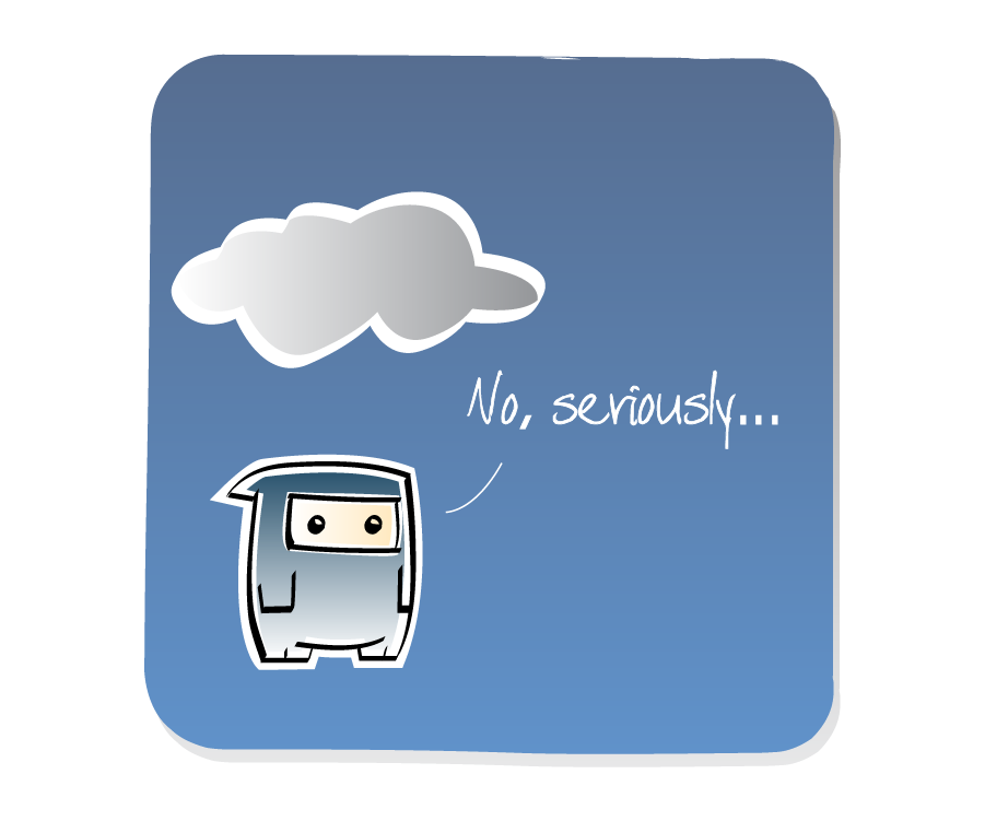 Panel 3: Ninja continues standing under the storm Cloud. Ninja says: "No, seriously..."