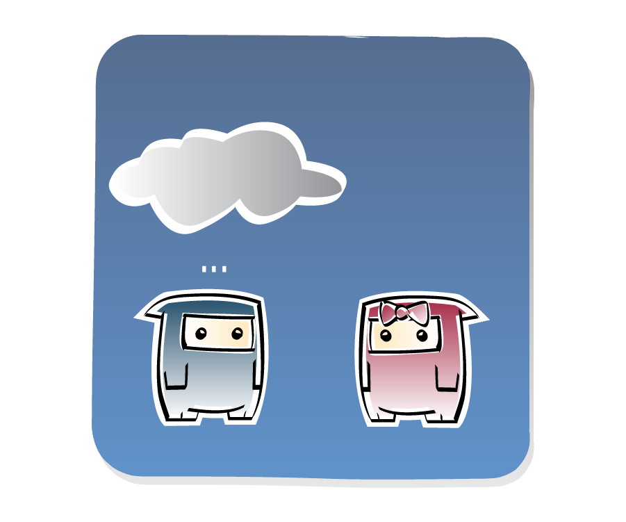 Panel 3: Ninja stands under the storm Cloud silently as Ninja Girl looks at him. Ninja says: "..."
