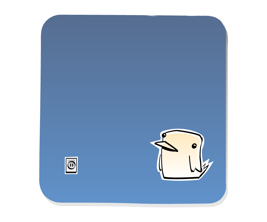 Panel 2: Bird stands in silence staring at the empty wall outlet.